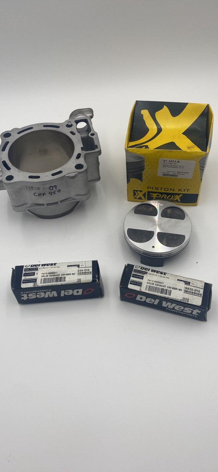 2009-2012 Honda CRF450 Pro-x Piston, OEM Replated Cylinder and Delwest Valves